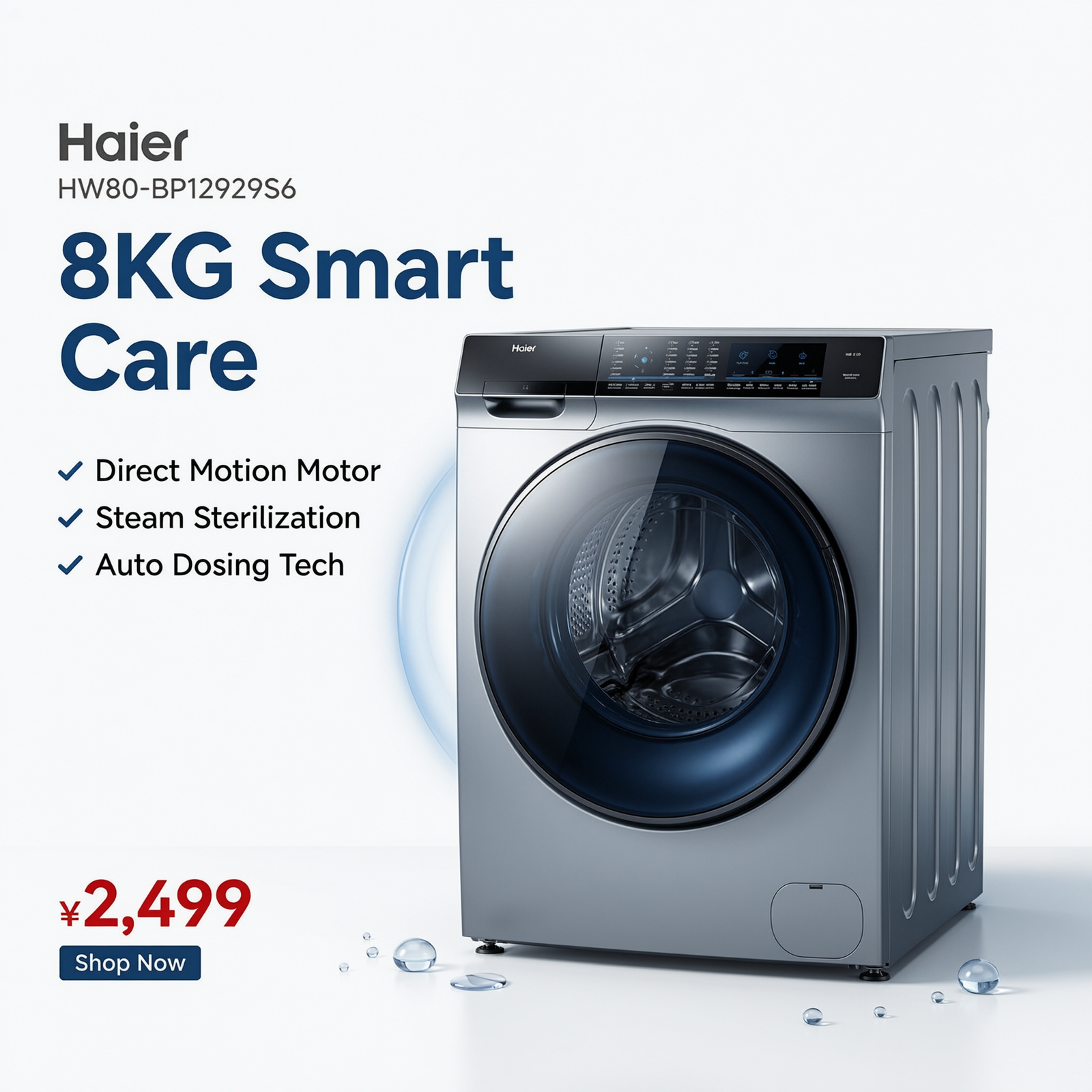 Haier HW80-BP12929S6 8 KG Front Load Washing Machine photo 3