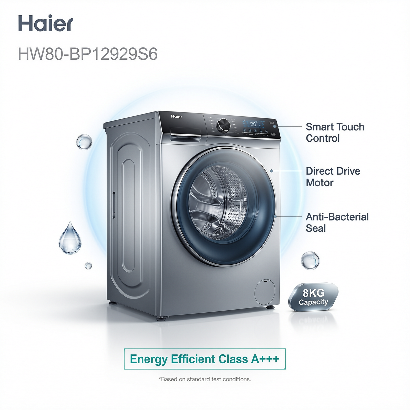 Haier HW80-BP12929S6 8 KG Front Load Washing Machine photo 2